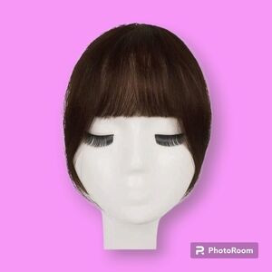 Dark Auburn Brown Human Hair French Bangs